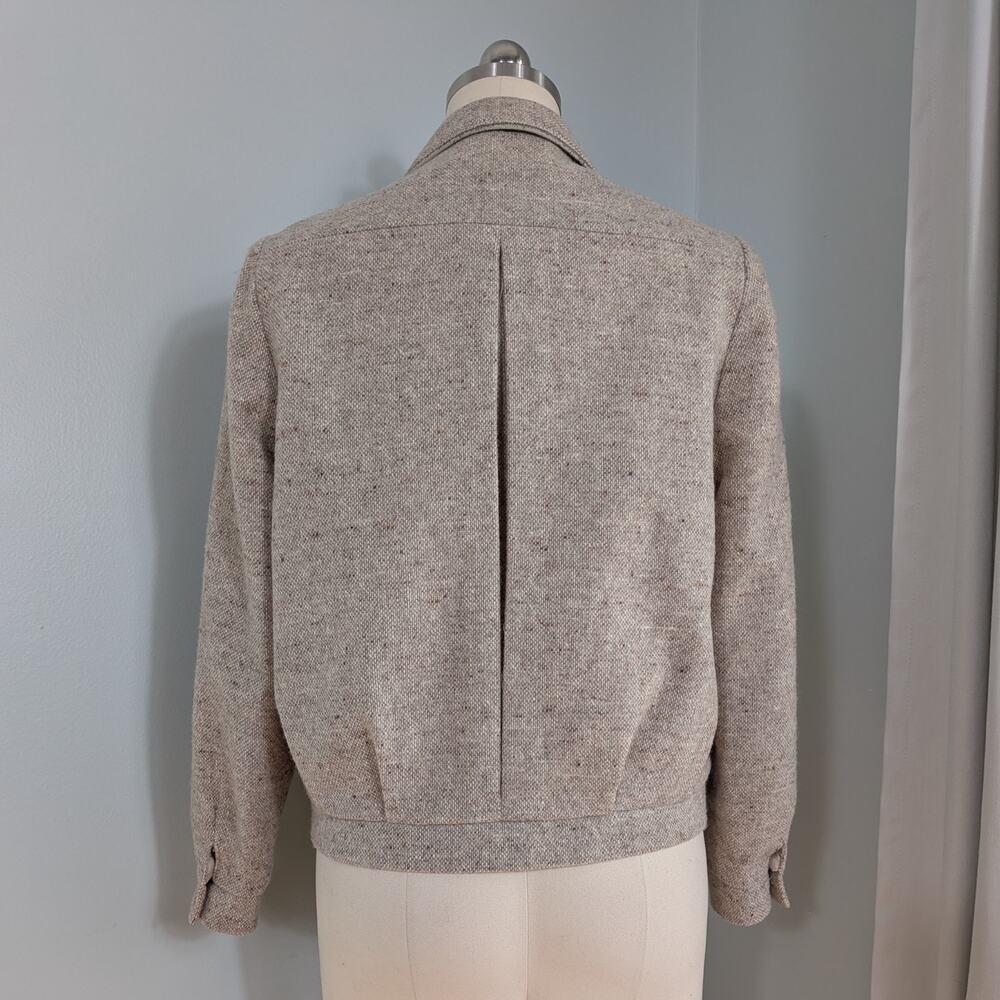 Vintage Wool Blazer Jacket 14 Tan Beige Tweed Double Breasted 80S Uk Cropped - Picture 2 of 15